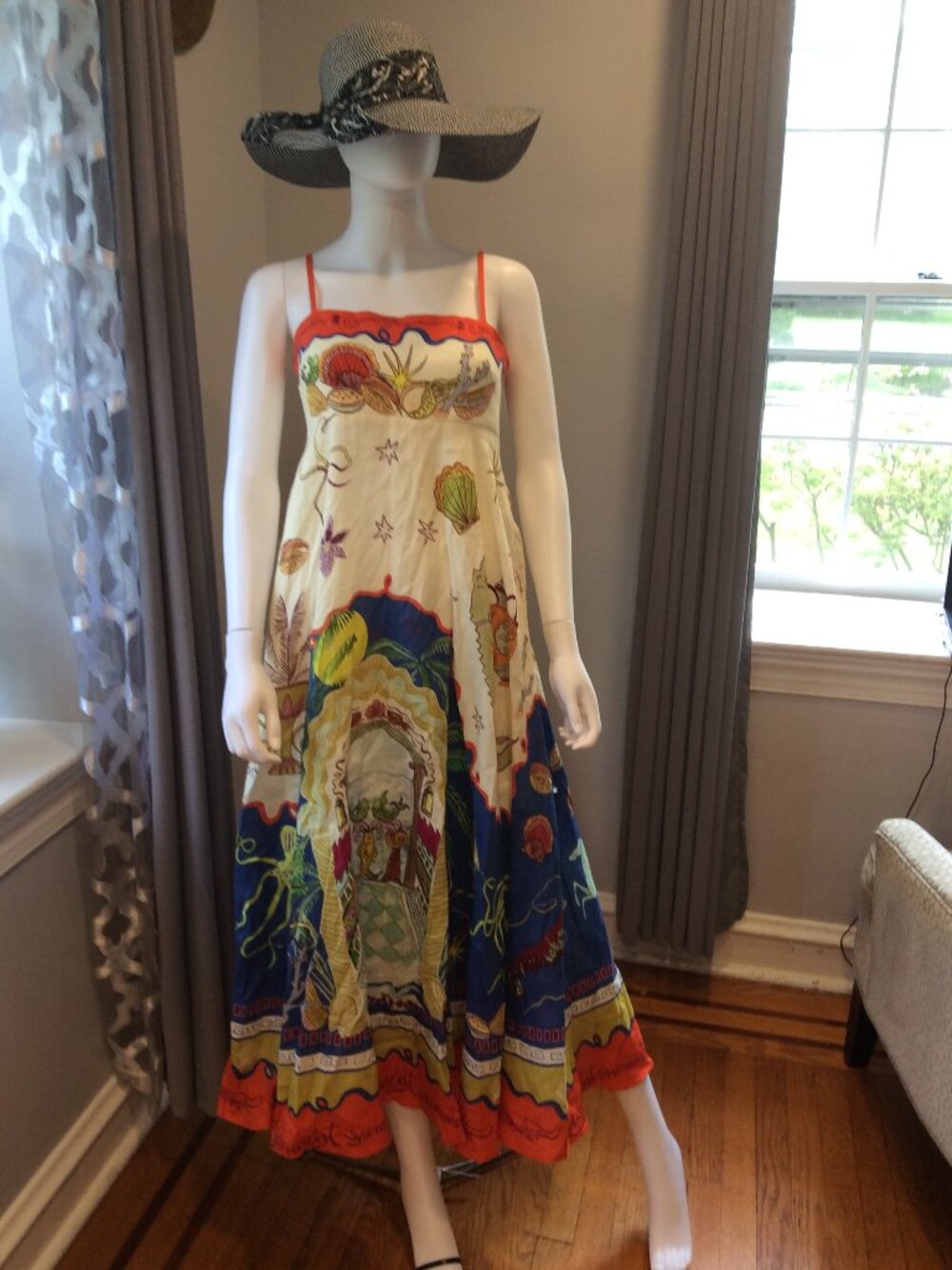 Alemais  surrealist printed flax midi dress Size 4